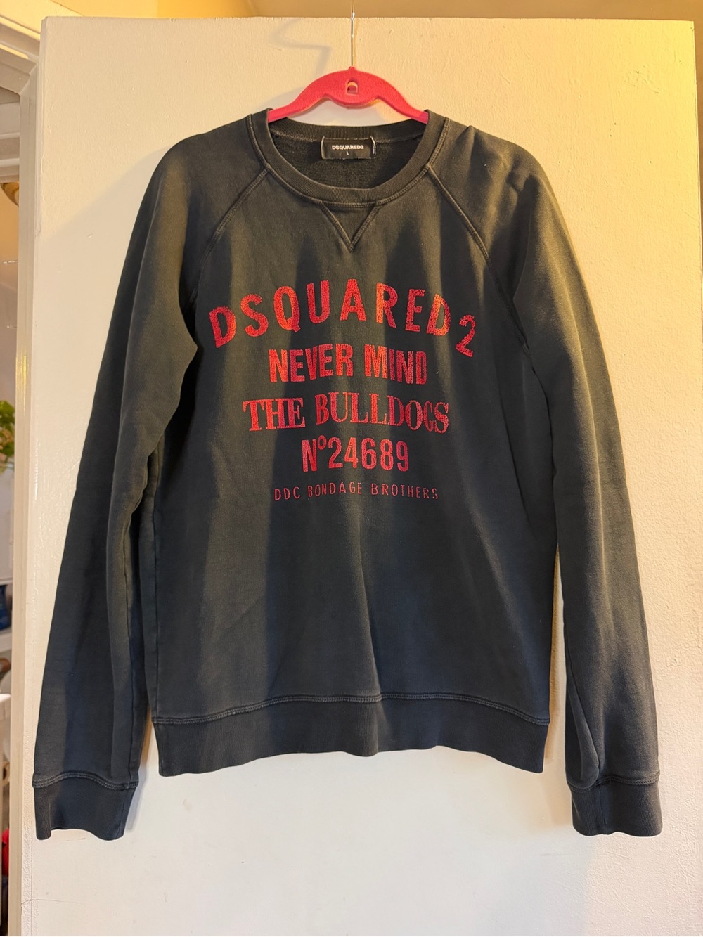 DSQUARED2 Black Crewneck Sweatshirt with Red Logo Text
